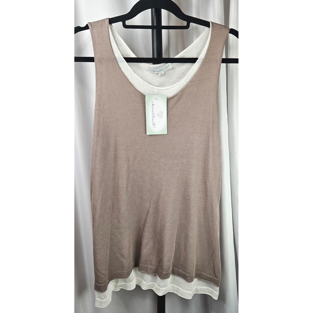 NWT's Keren Hart Layered Tank Top Sleeveless Casual Knit Neutral‎ Tunic Size L
